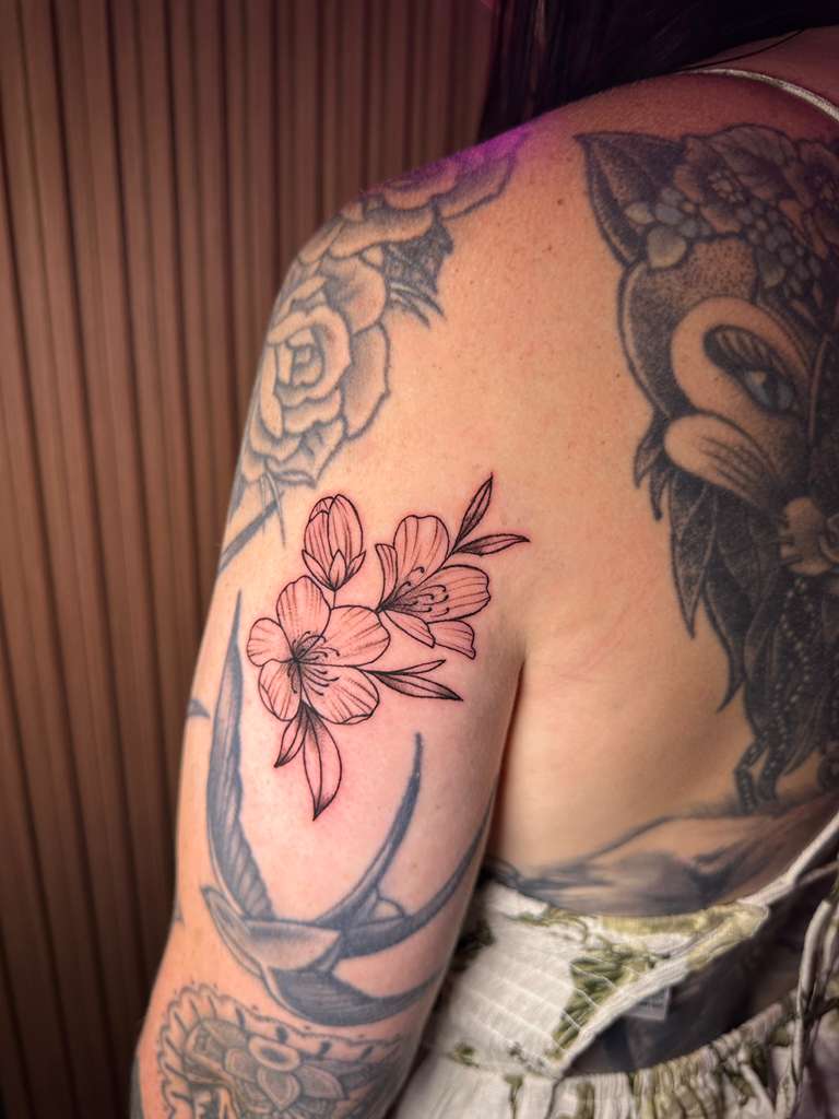 Floral tattoo on shoulder